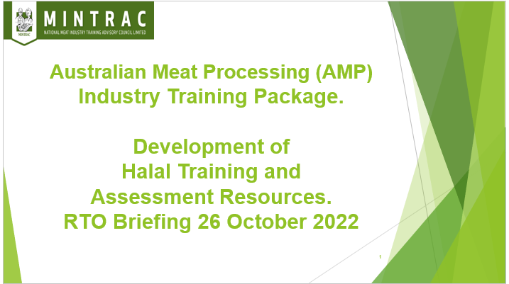Halal Training and Assessment Resouces RTO Briefing -  26 October 2022