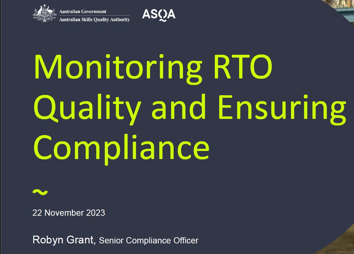Monitoring RTO Quality and Ensuring Compliance